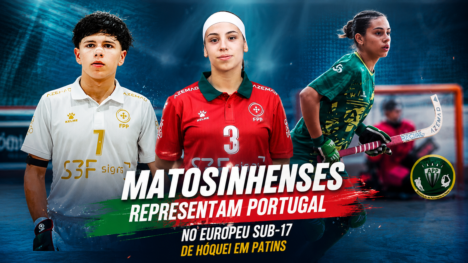 Atletas da Seleção Portuguesa Sub-17 de hóquei em patins reunidos antes da disputa do Campeonato da Europa representando Portugal.